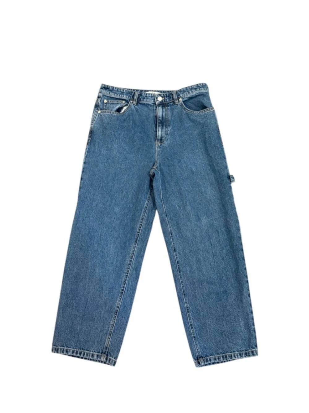 Tibi Spring Denim Slouchy Carpenter Cargo Cropped Jeans, Size 27 (4)